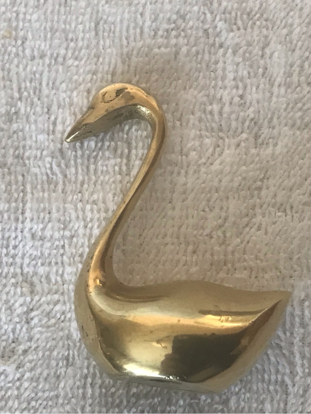 Bundle Mid century Solid Brass Swan Duck Decorative Figurines Shiny Gold Finish - Picture 5 of 6